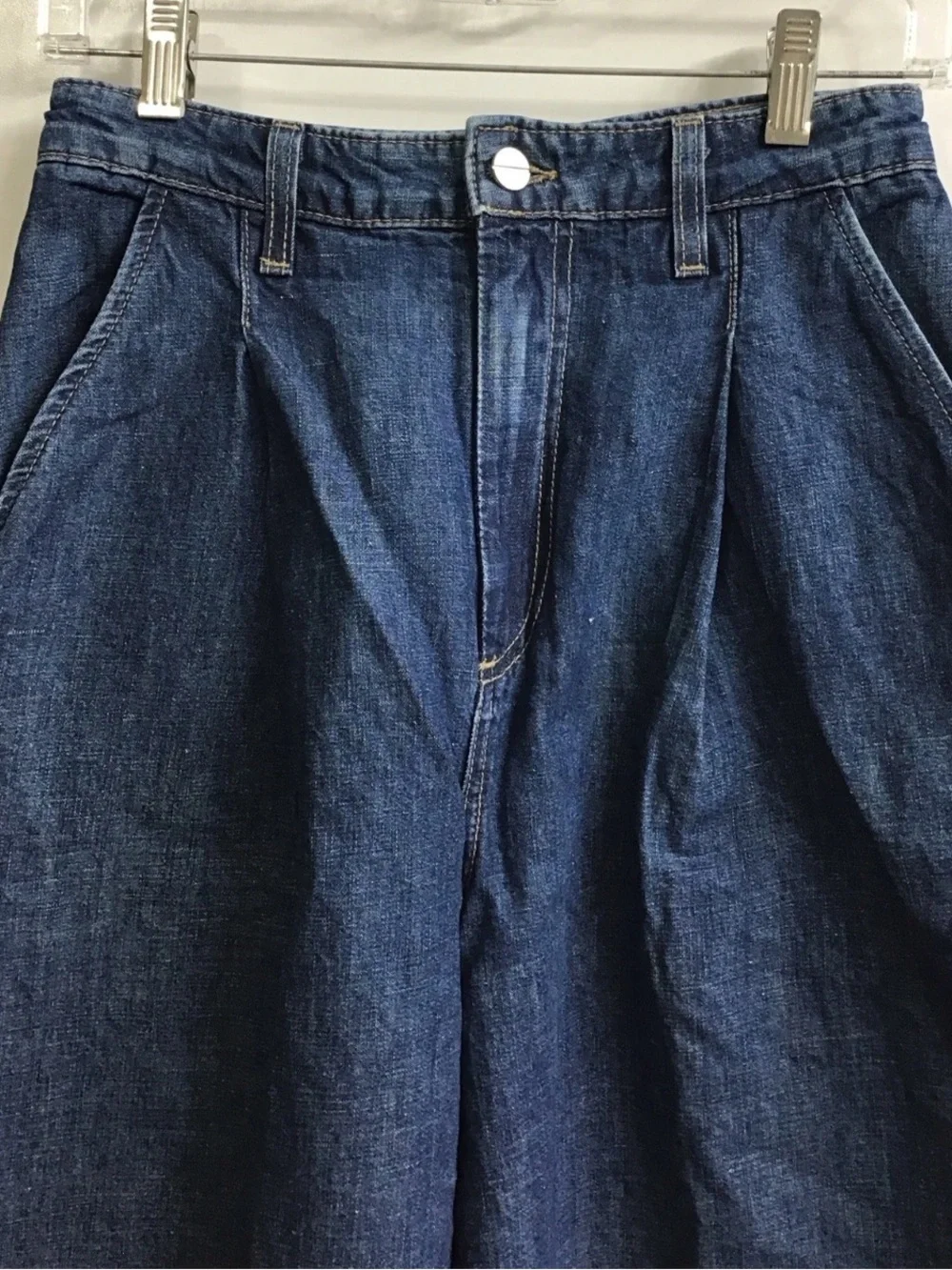 NWT TWP Greene St. Wide Leg Linen Blend Pants Dark Wash Blue Cotton $495 Size 29 - Picture 7 of 11